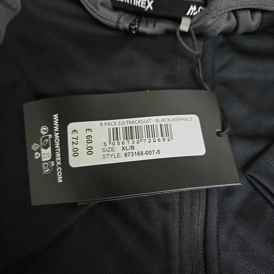MONTIREX B PACE 2.0 TRACKSUIT JACKET – BLACK/ASPHALT, UK XL - KIDS