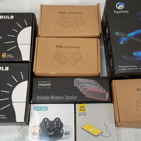 LOT OF 20 ASSORTED ITEMS TO INCLUDE POWER BANKS, A60 LIGHT BULBS AND PORTABLE SPEAKERS