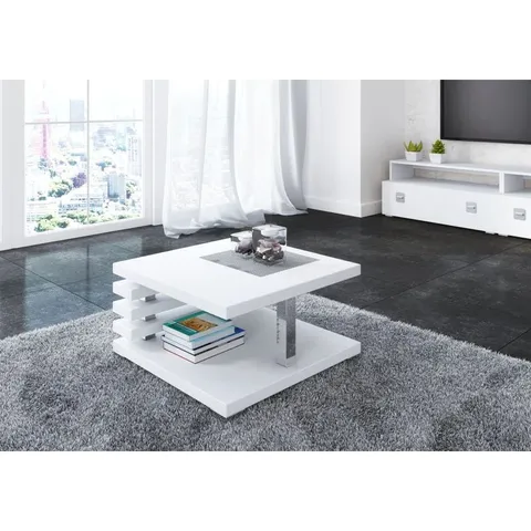 JOHNSTOWN FLOOR SHELF COFFEE TABLE - GLOSS WHITE