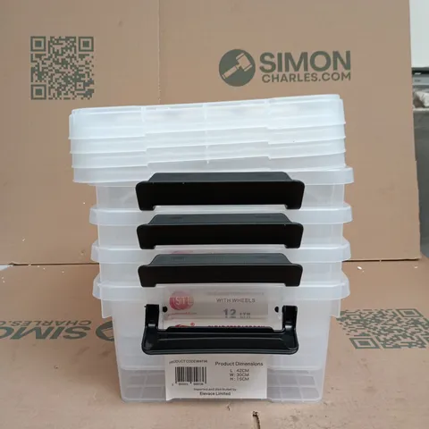 SET OF 4 STL CLEAR STORAGE BOX 12L WITH LIDS