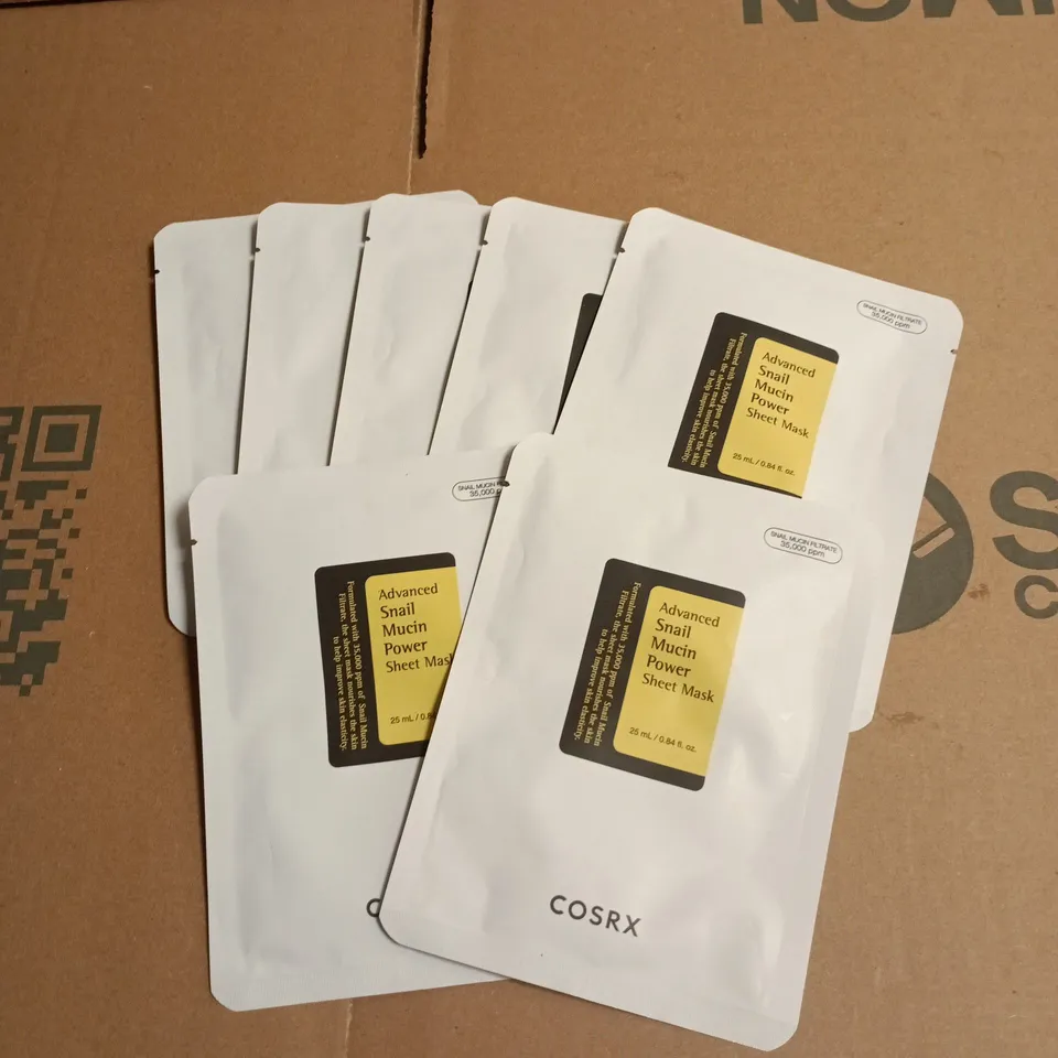 LOT OF APPROXIMATELY 7 COSRX ADVANCED SNAIL MUCIN POWER SHEET MASKS
