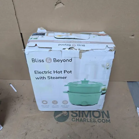 BOXED BLISS & BEYOND ELECTRIC HOT POT WITH STEAMER IN GREEN