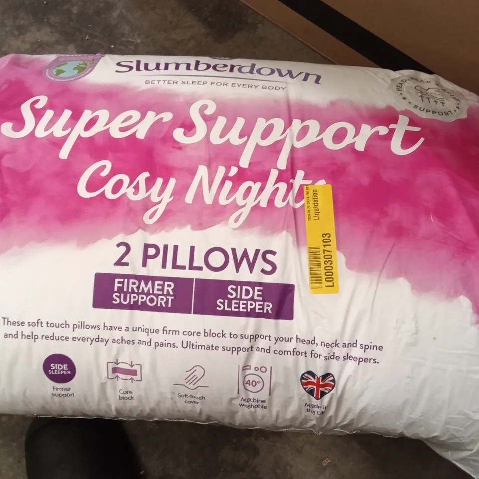 BRAND NEW SLUMBERDOWN SUPER SUPPORT COSY NIGHT 2 PILLOWS