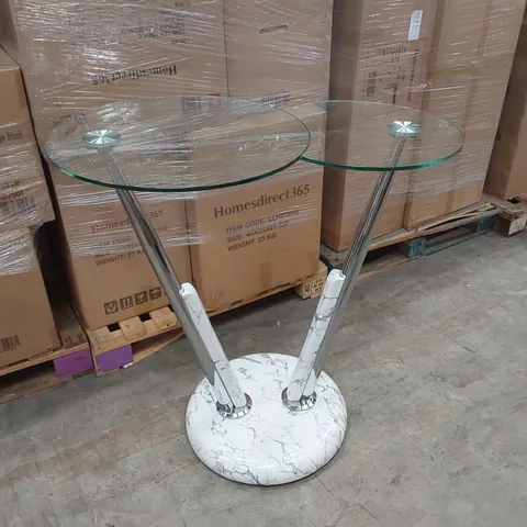 DESIGNER TWIN TABLE GRANITE STYLE BAR TABLE WITH GLASS TOP