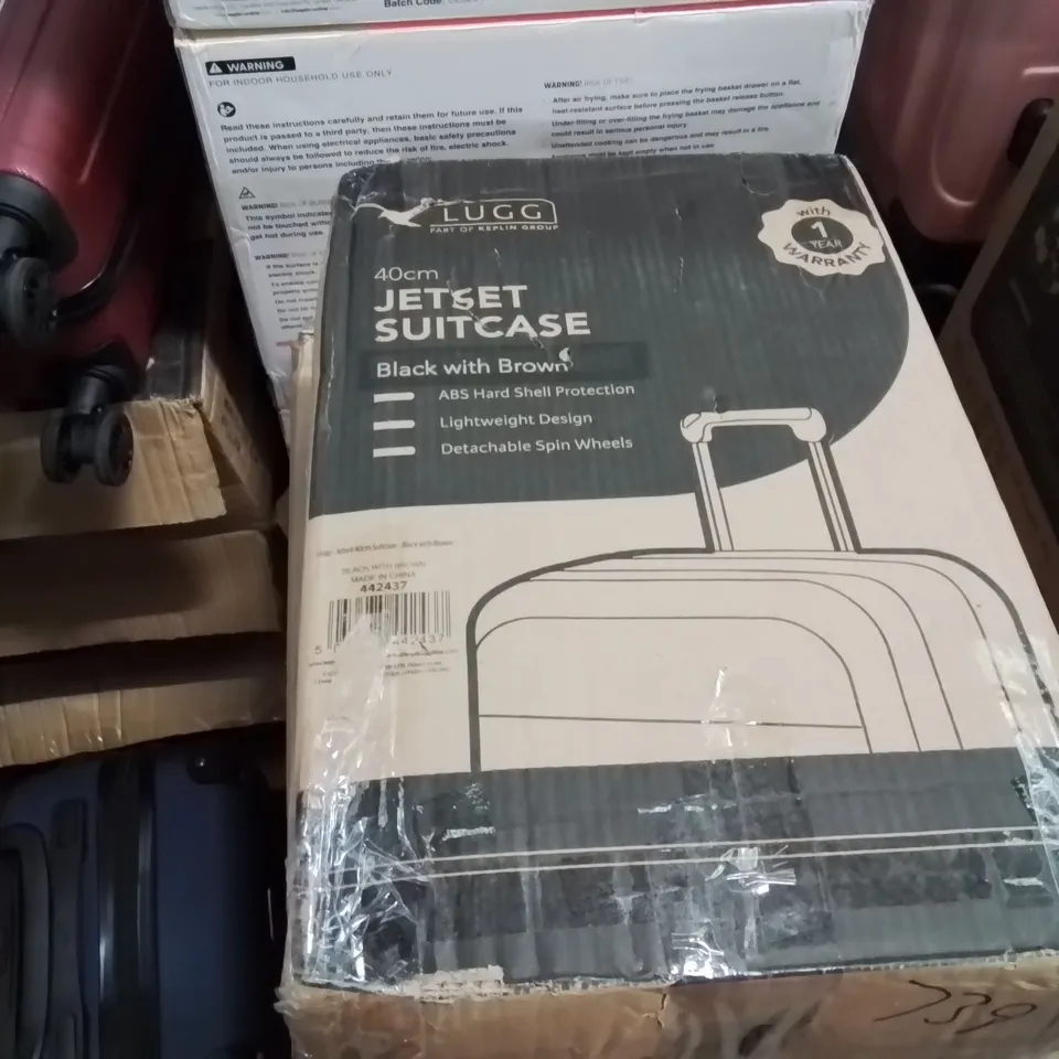 BOXED LUGG - 40CM JETSET SUITCASE  BLACK WITH BROWN