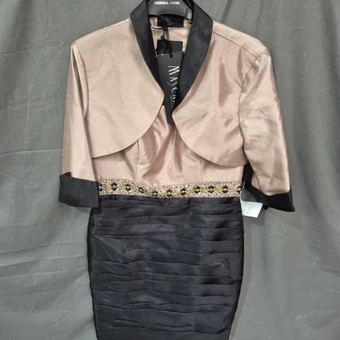 WOMEN'S BEAD-EMBELLISHED PEACH & BLACK EVENING DRESS - SIZE 19