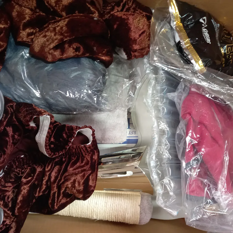 BOX OF APPROXIMATELY 20 ASSORTED HOUSEHOLD ITEMS TO INCLUDE TROPHY, KABI AFTERNOON TEA SET, ROSE QUARTZ DREAMS DELUXE CRAFT PAD, ETC