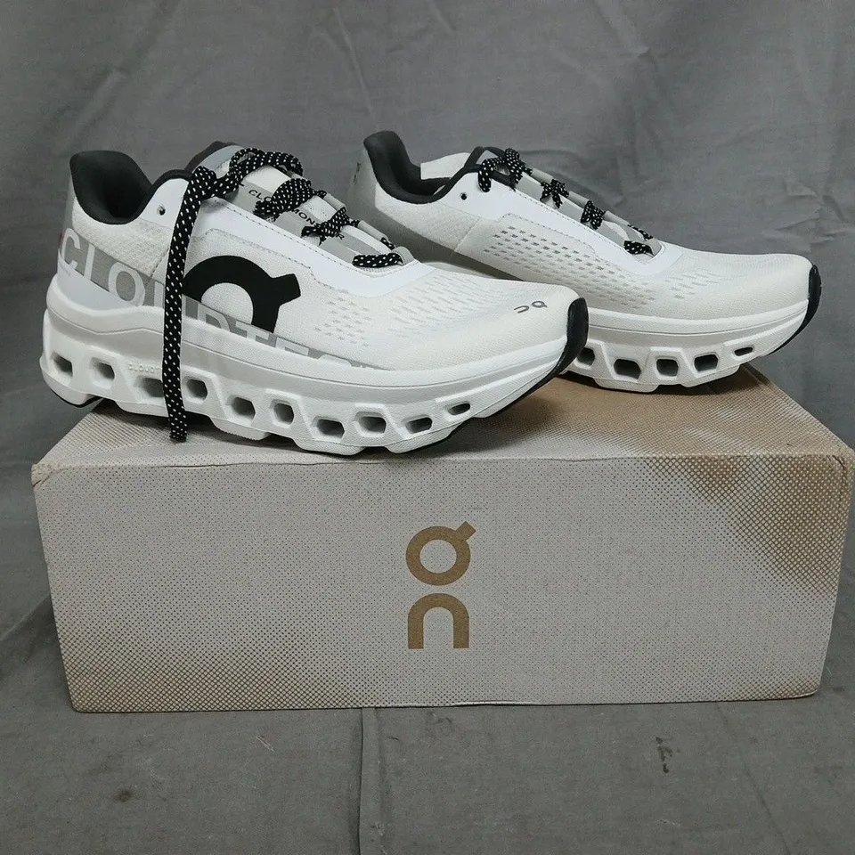 BOXED PAIR OF ON CLOUDMONSTER SHOES IN WHITE SIZE UK 4
