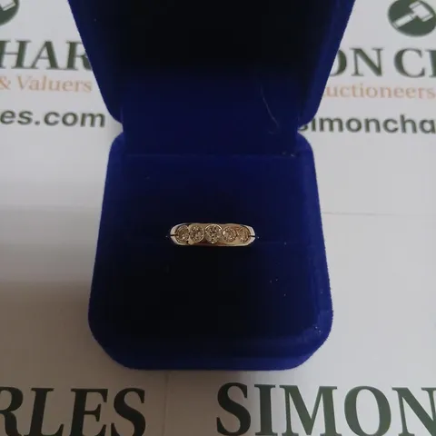 18CT WHITE GOLD FIVE STONE HALF ETERNITY RING WITH RUBOVER SET NATURAL DIAMONDS