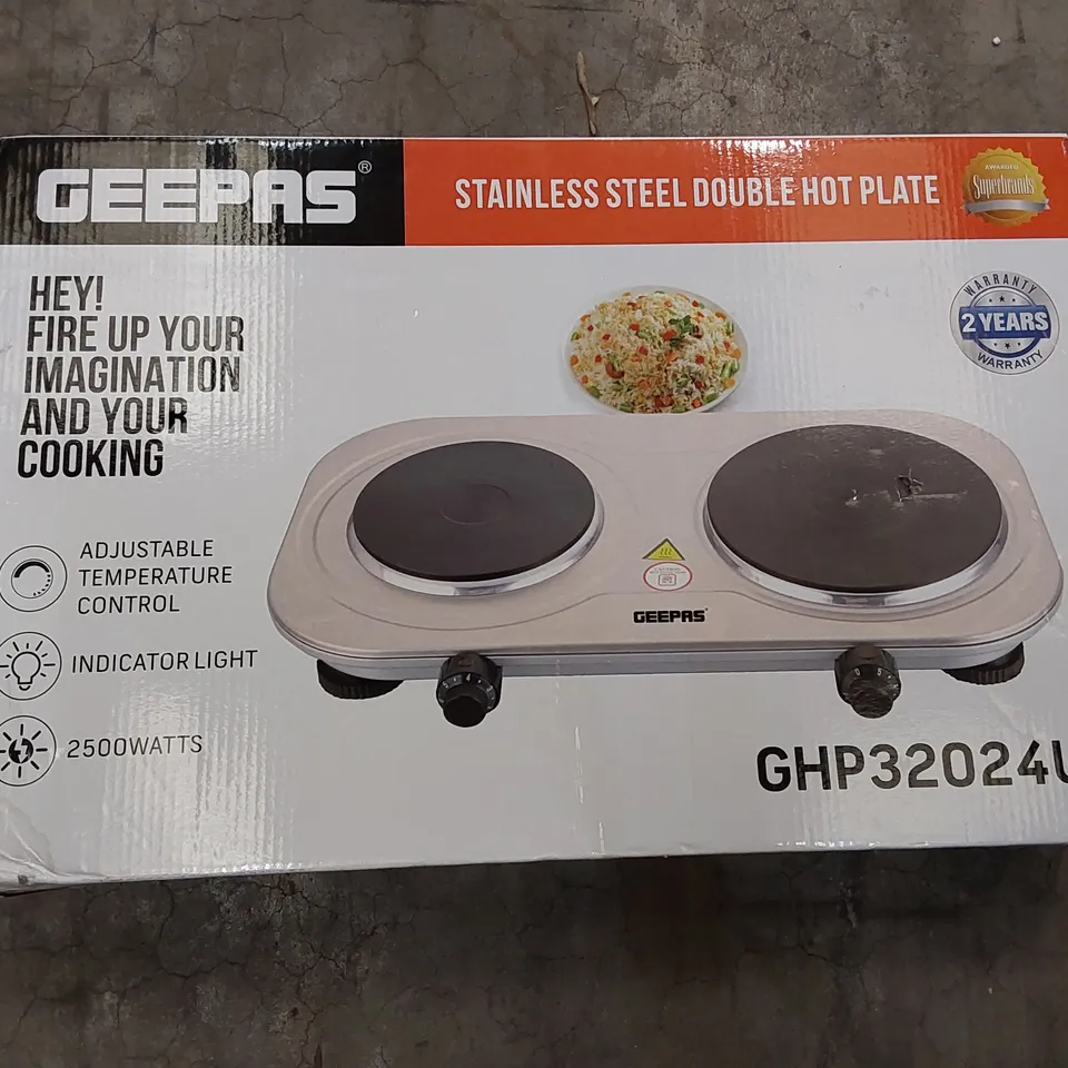 BOXED GEEPAS 2500W ELECTRIC DOUBLE HOT PLATE (1 BOX)