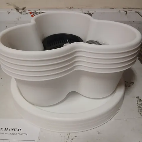 STACKABLE PLANTER – WHITE PLASTIC, WITH INSTRUCTION MANUAL
