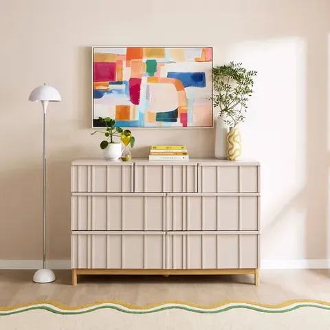 BOXED ELEMENTS THOMPSON WIDE 7 DRAWER CHEST, MUSHROOM (2 BOXES)