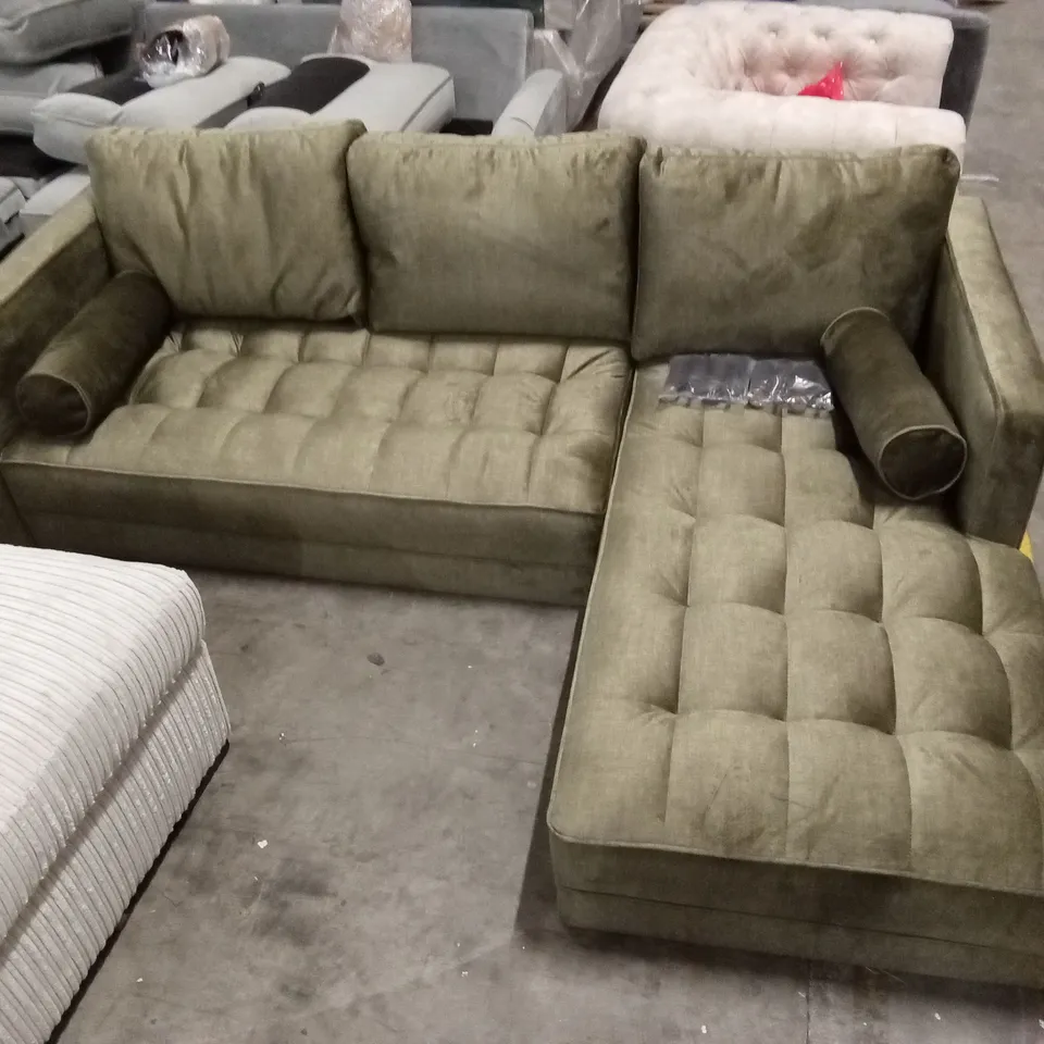 NEW ORLEANS FABRIC CHAISE SOFA - OLIVE RRP £899