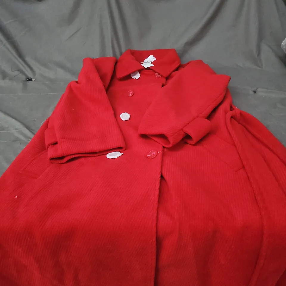 WALLIS W COLLECTION PETITE MAXI DOUBLE-BREASTED CAR COAT – BERRY RED, UK 14