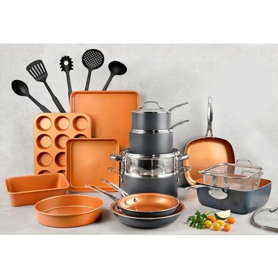 BOXED GOTHAM STEEL 20 PIECE ALUMINIUM NON STICK COOKWARE