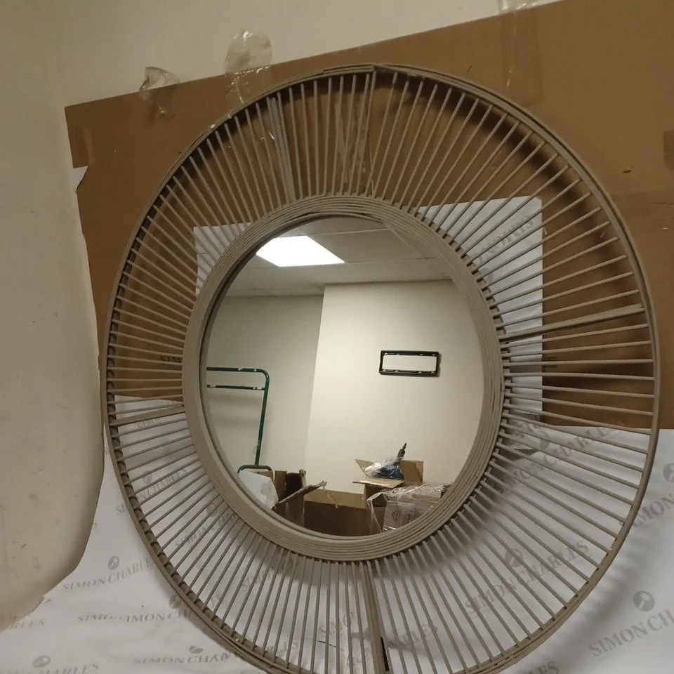 K BY KELLY HOPPEN BAMBOO TAUPE CIRCULAR MIRROR - COLLECTION ONLY