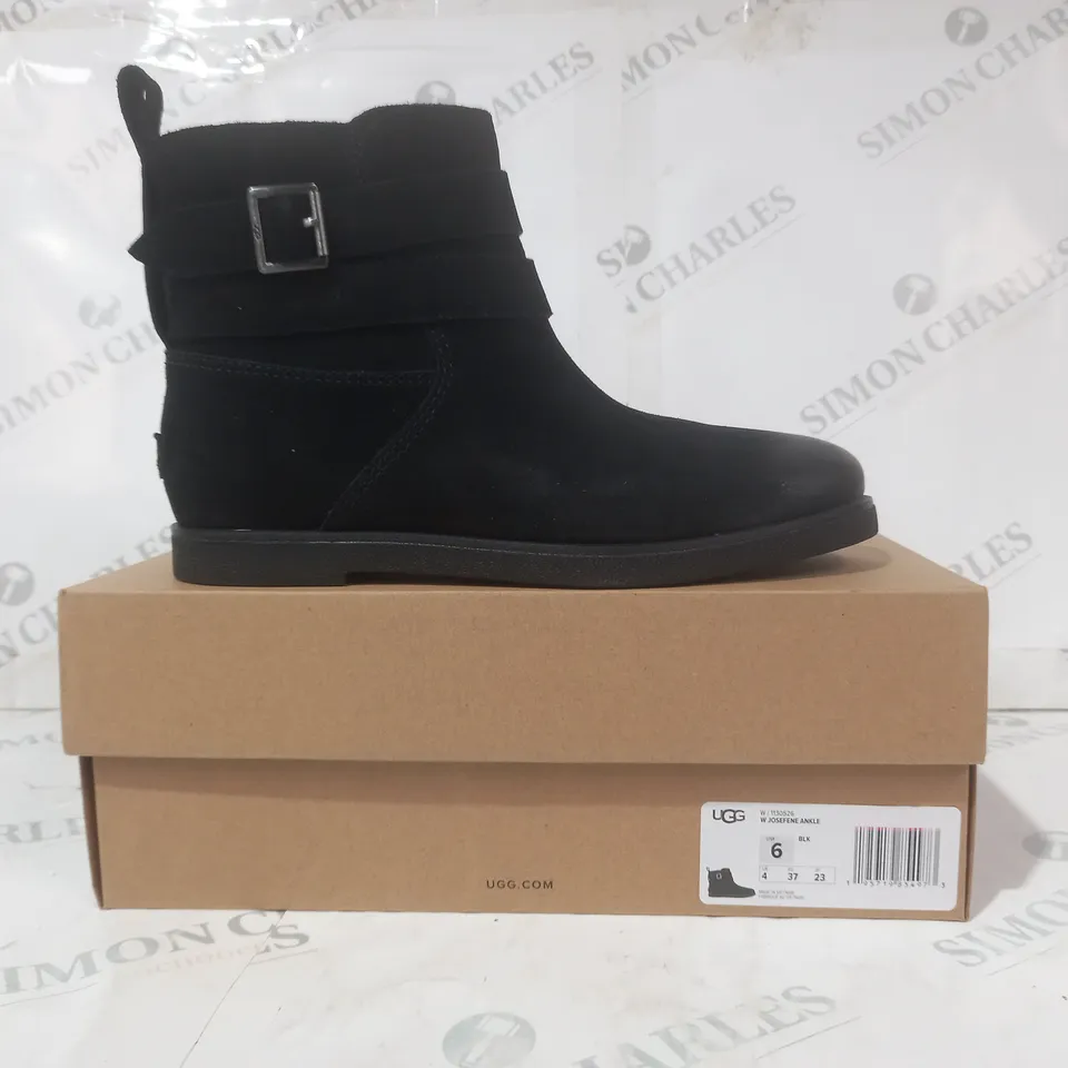 BOXED PAIR OF UGG JOSEFENE ANKLE BOOTS IN BLACK UK SIZE 4