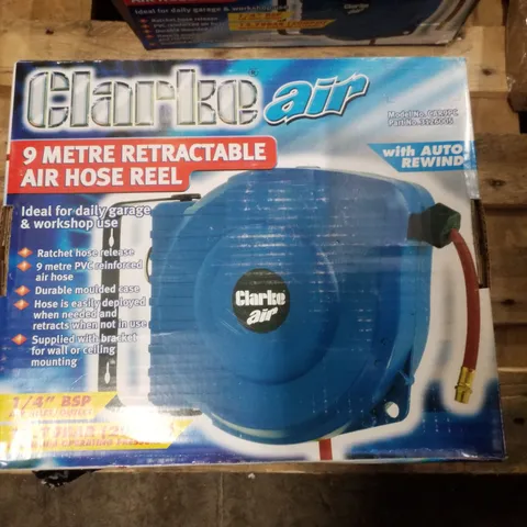 BOXED CLARKE CAR9PC 9M RETRACTABLE AIR HOSE REEL