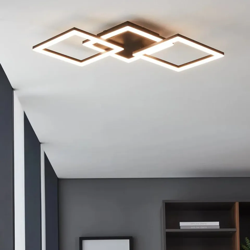 BOXED EGLO PARANDAY-Z BLACK STEEL SMART CONTROL, COLOUR CHANGING CEILING LIGHT