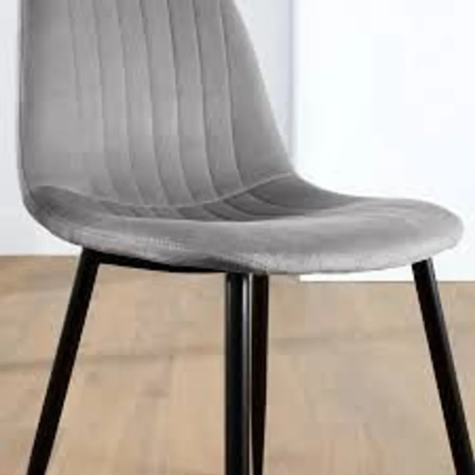 BOXED BROOKLYN HONEYCOMB DINING CHAIR, GREY CLASSIC VELVET & BLACK STEEL