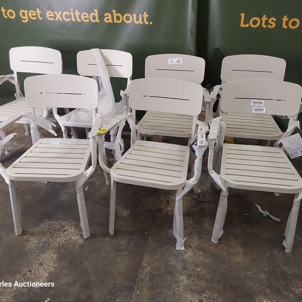 SET OF 7 SANTORINI GREY METAL DINING ARMCHAIRS