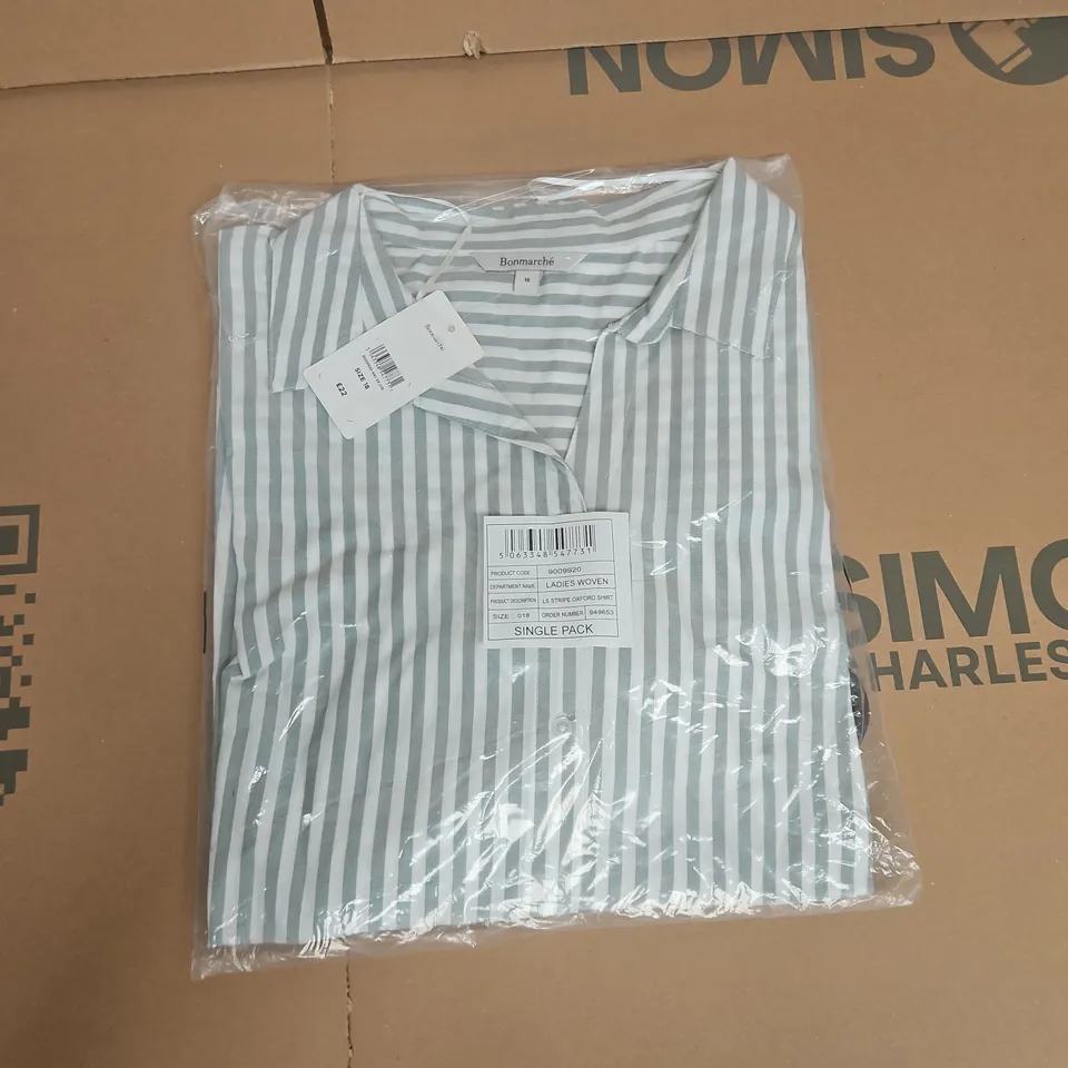 BAGGED BONMARCHE LADIES WOVEN LS STRIPE OXFORD SHIRT - 18