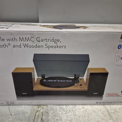 LENCO LS-300WD BELT DRIVE TURNTABLE WITH BLUETOOTH AND WOODEN SPEAKERS