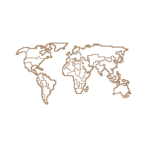 BOXED METAL DECOR 6 WORLD MAP IN COPPER