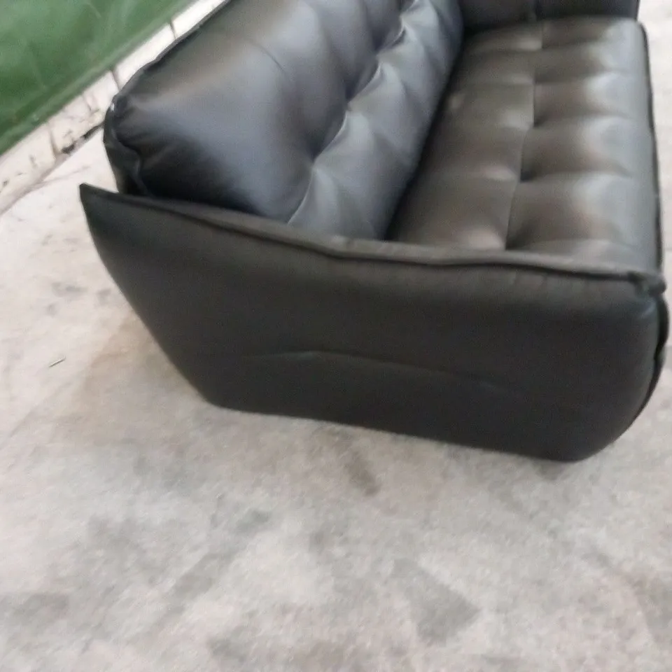 DESIGNER ITALIAN MADE SEVILLE BLACK LEATHER TWO SEATER SOFA 