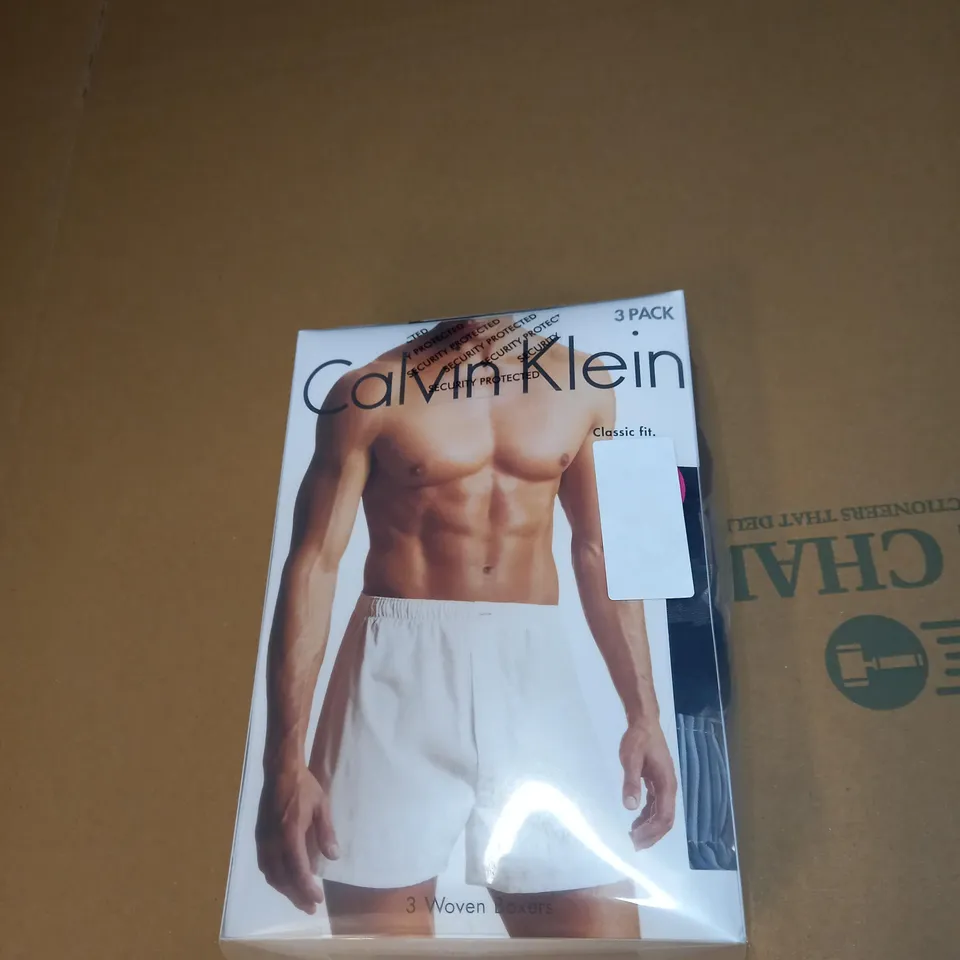 MENS CALVIN KLEIN 3 PACK OF WOVEN BOXERS SIZE M
