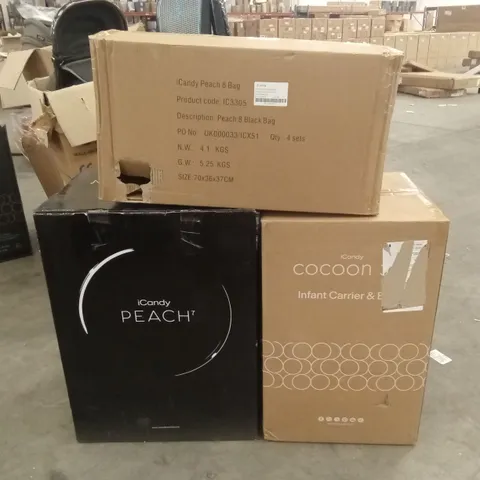 BOXED ICANDY PEACHβ· STROLLER, CARRYCOT, INFANT CARRIER WITH BASE AND ACCESSORIES (3 BOXES)