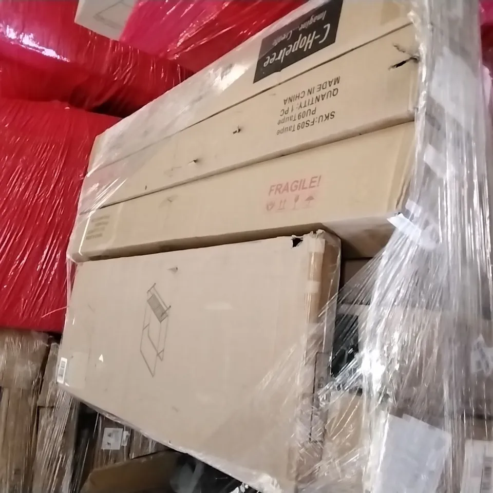 PALLET OF ASSORTED ITEMS INCLUDING C-HOPETREE, ROTISSERIE KIT, BESCHREIBUNG DINING TABLE, FLAME&SHADE, COFFEE TABLE