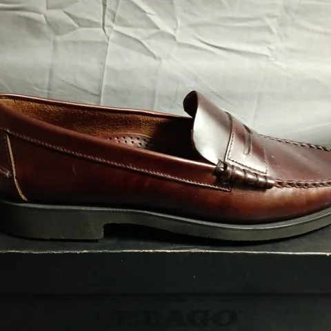SEBAGO DAN WAXY BROWN LEATHER PENNY LOAFERS – MEN'S UK 10