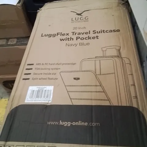 BOXED LUGGFLEX TRAVEL SUITCASE WITH POCKET NAVY BLUE 20"