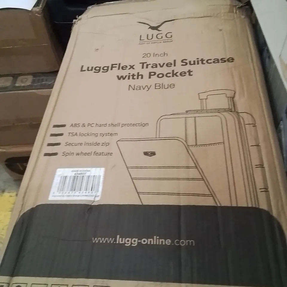 BOXED LUGGFLEX TRAVEL SUITCASE WITH POCKET NAVY BLUE 20"