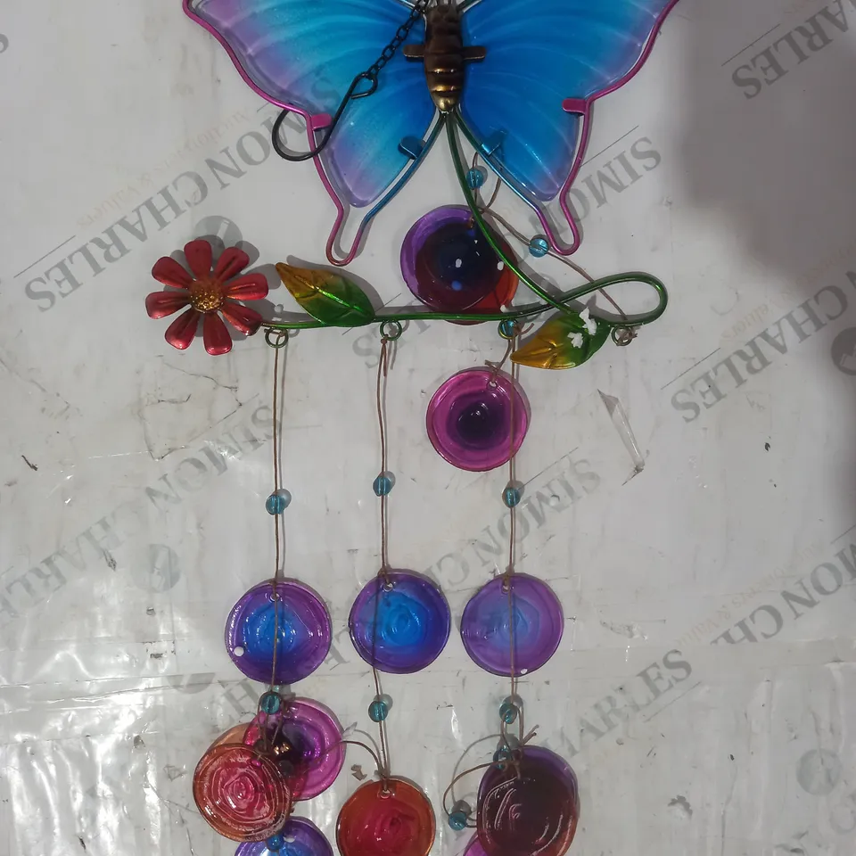 BOXED GARDEN REFLECTIONS BUTTERFLY WINDCHIME IN GREEN/BLUE/YELLOW