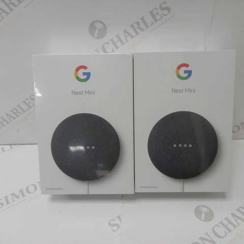 2 BRAND NEW BOXED GOOGLE NEST MINI 2ND GENERATION SMART SPEAKERS - BLACK   