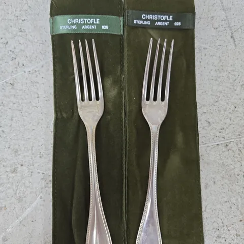 PAIR OF CHRISTOFLE STERLING ARGENT 925 DINNER FORKS