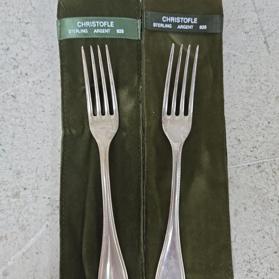 PAIR OF CHRISTOFLE STERLING ARGENT 925 DINNER FORKS