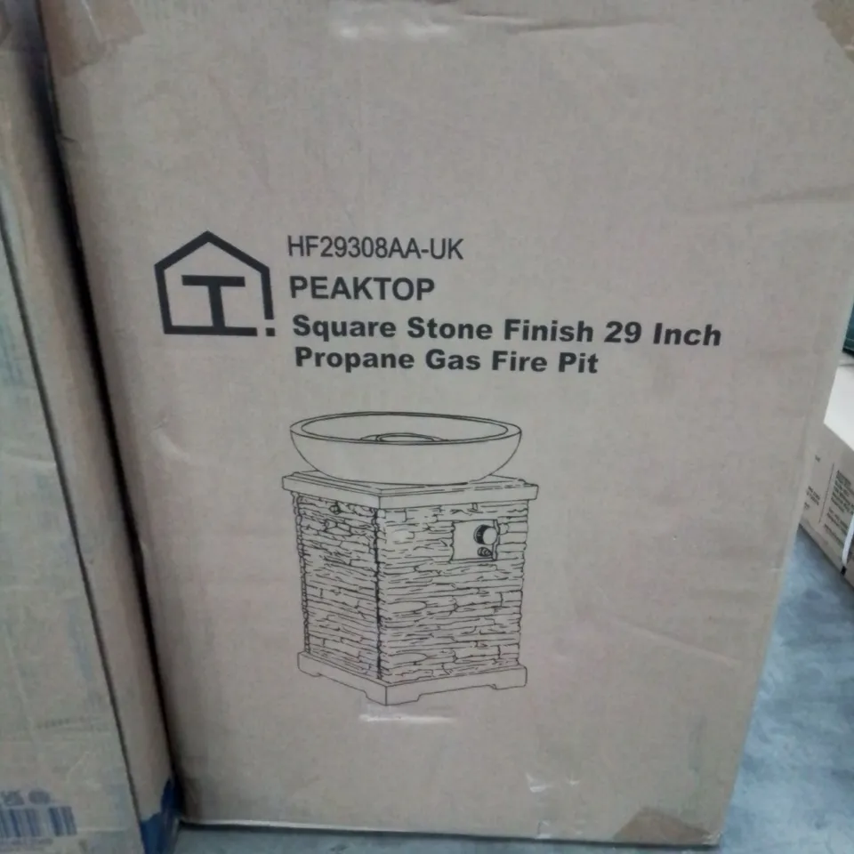 OUTDOOR GAS FIRE PIT WOODEN WITH LAVA ROCK & COVER