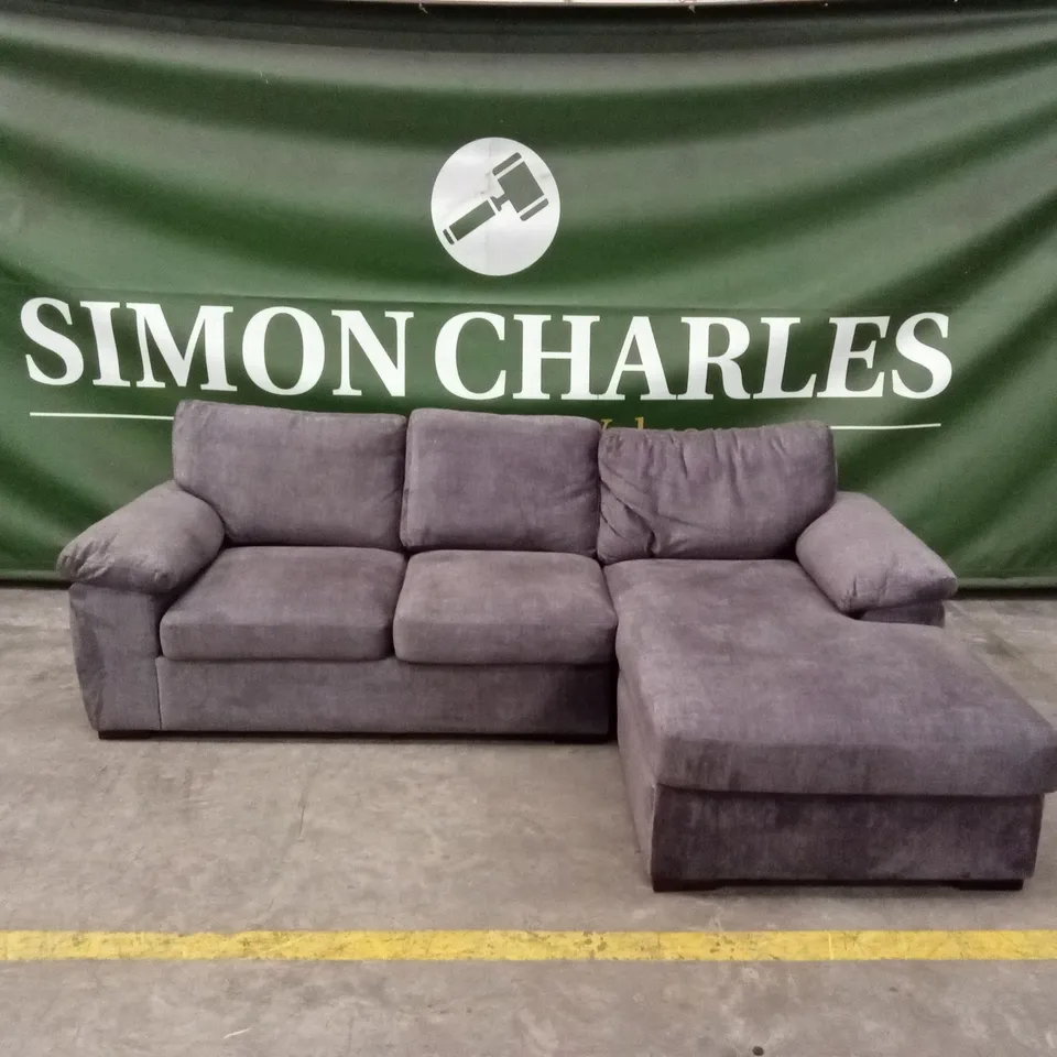 ELIZA RIGHT HAND 3 SEATER FABRIC CHAISE SOFA - GREY RRP £1149