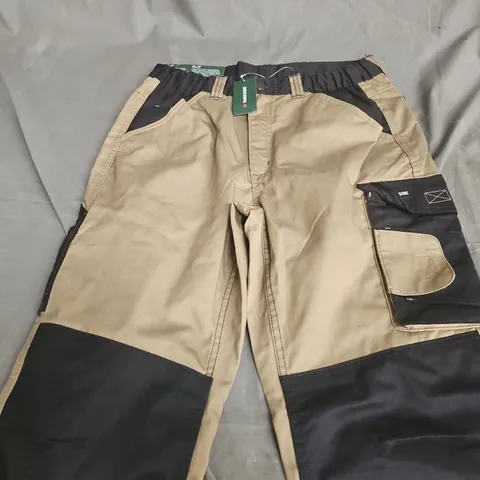 PARKSIDE MEN'S CARGO PANTS – BEIGE WITH BLACK PANELS SIZE 32