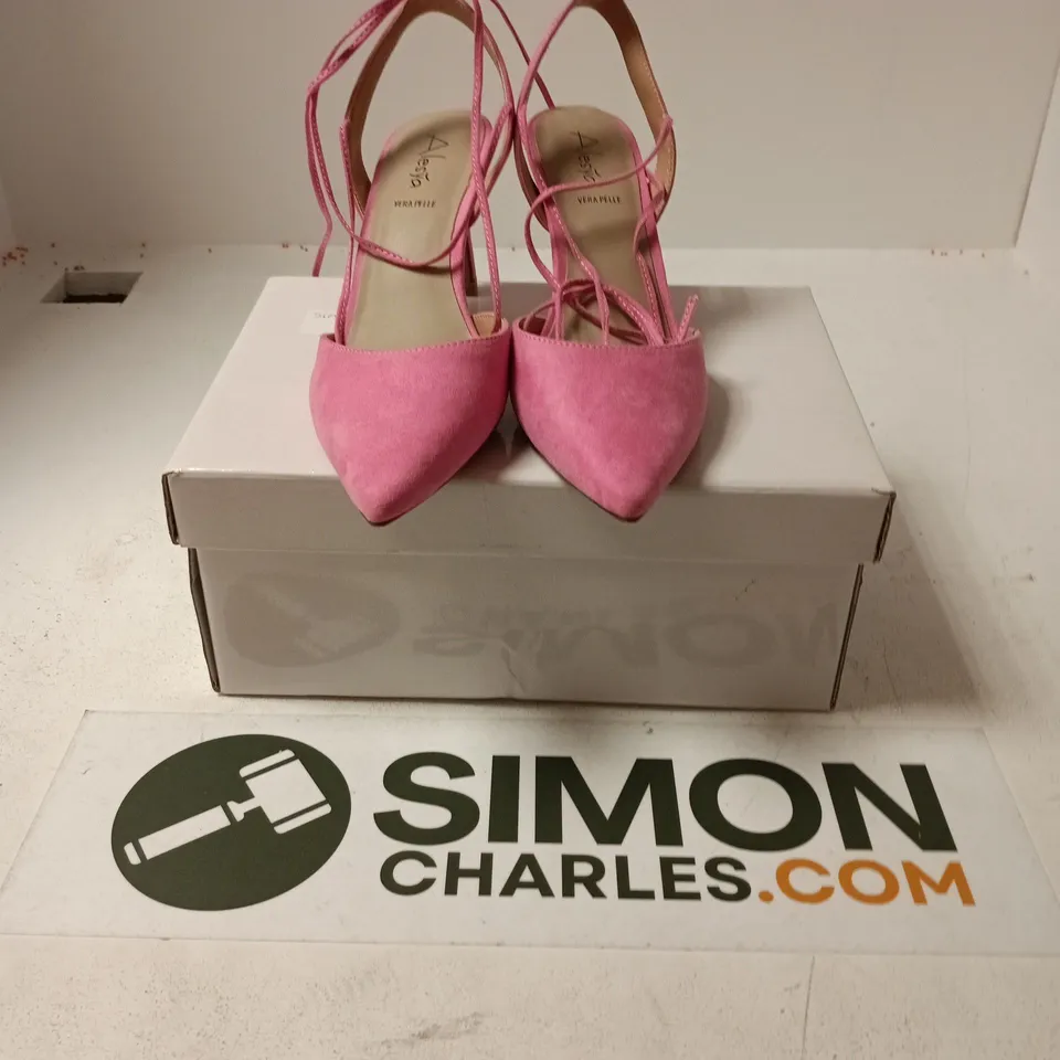 BOXED PAIR OF ALESYA POINT TOE HEELS IN PINK - SIZE 39