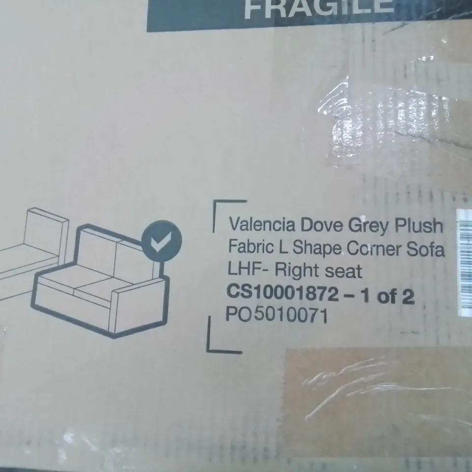 BOXED VALLENCIA LHF L SHAPED SECTION DOVE GREY PLUSH FABRIC