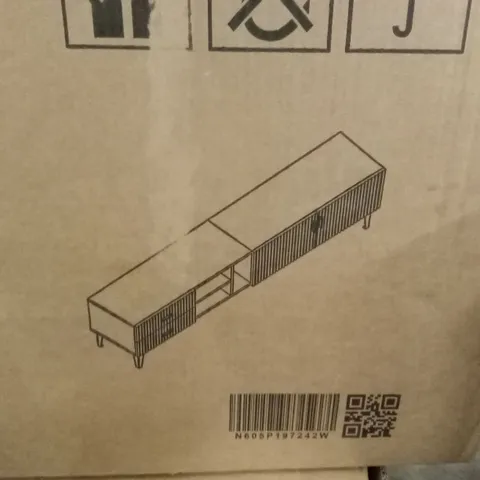 BOXED WHITE TV STAND FOR 75" TVS (2 BOXES)