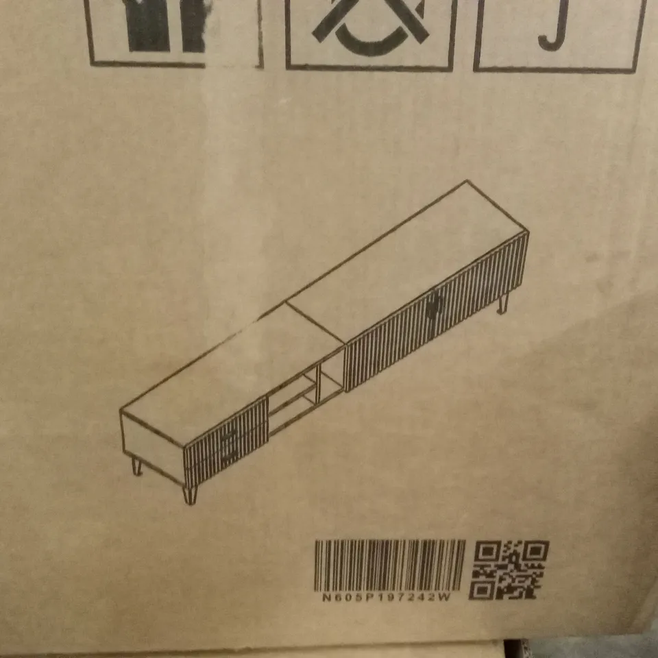 BOXED WHITE TV STAND FOR 75" TVS (2 BOXES)