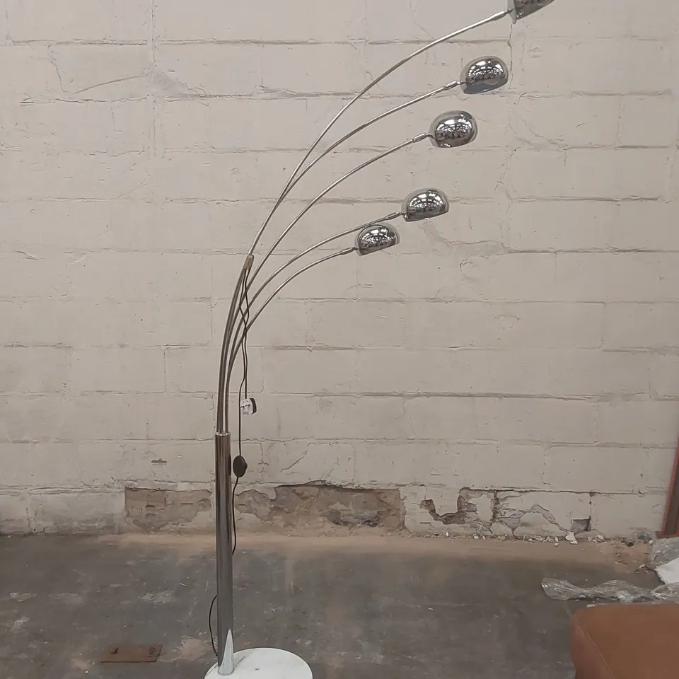 DESIGNER 5 LIGHT MARBLE BASE FLOOR LAMP