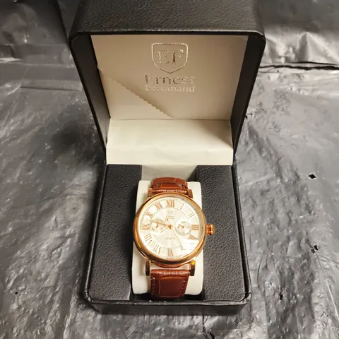 MENS ERNEST FERDINAND WATCH β FUNCTIONING SUB DIALS β LEATHER STRAP