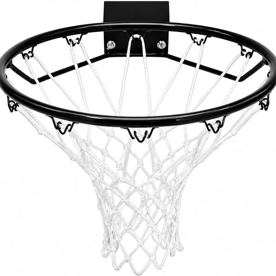 BOXED OYPLA HEAVY DUTY WALL MOUNTED FULL SIZE BLACK BASKETBALL HOOP RIM AND NET