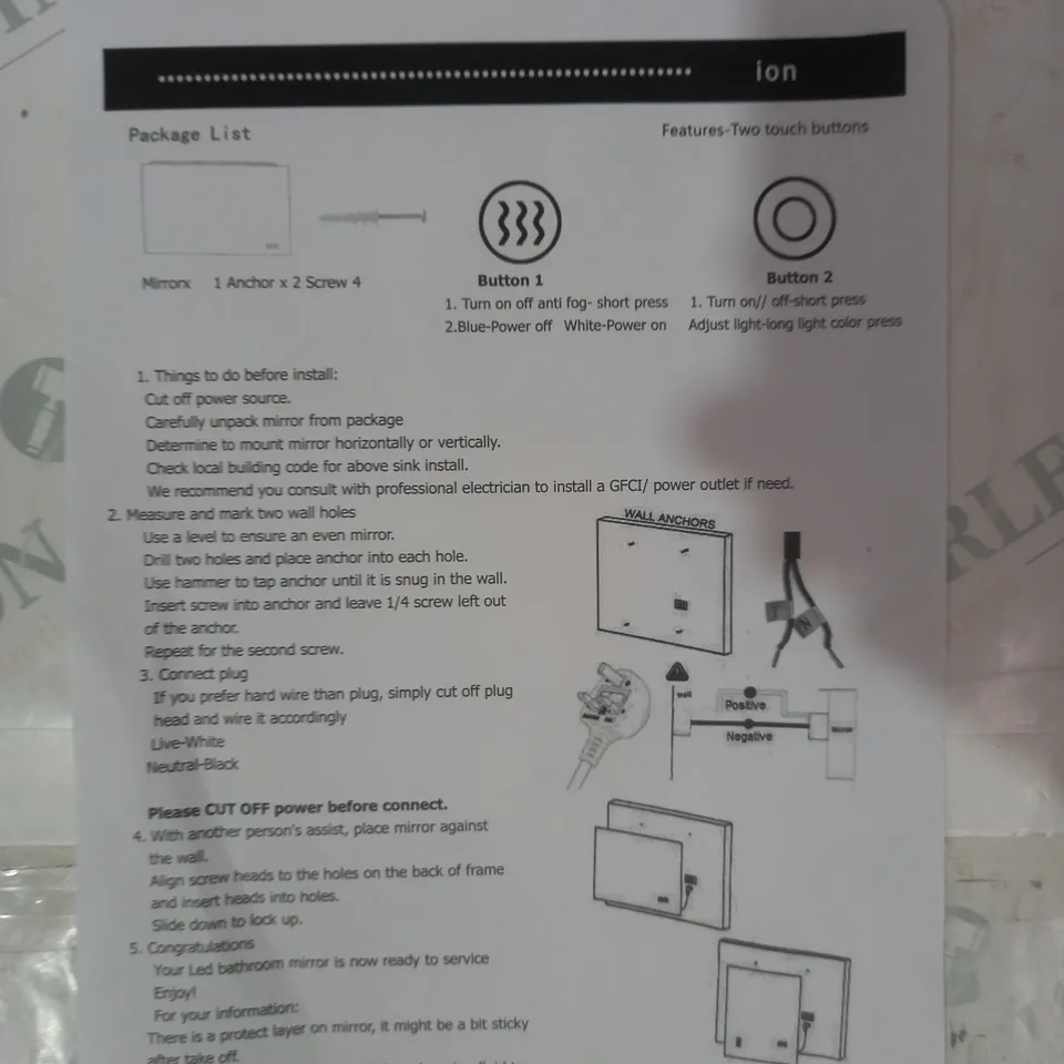 BOXED UNBRANDED LED WALL MOUNTABLE MIRROR